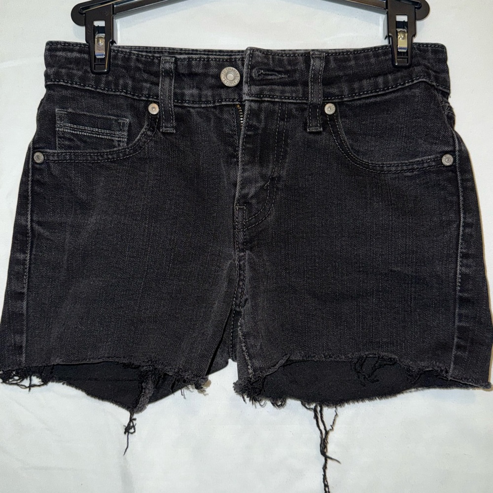 Levi's Black Jean Shorts with Frayed Hem